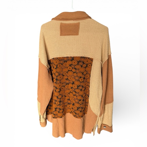 POL Multi Texture and Pattern Brown and  Tan Shacket, L - Picture 5 of 15